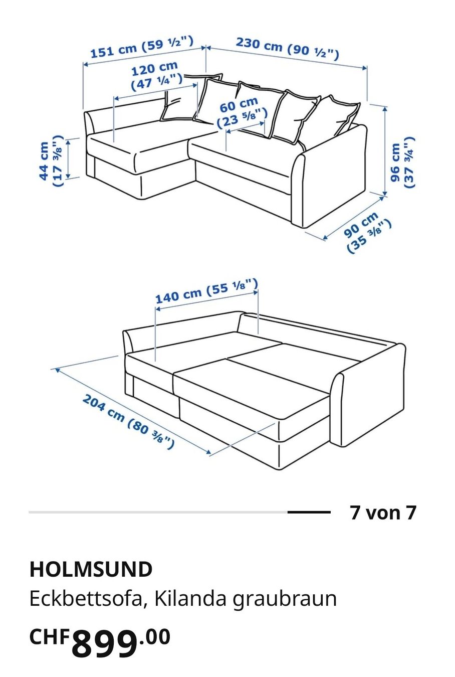 Ikea Sofas: Bettsofa, Sofa IKEA HOLMSUND, hellblau – D'occasion à Riken AG par Manu1013 3