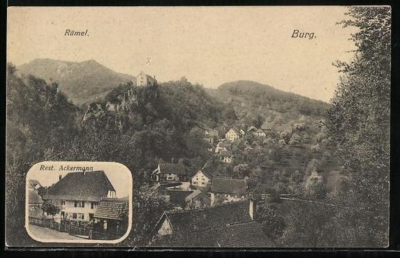 Cartes postales: Burg im Leimental, Restaurant Ackermann, – D'occasion à Berlin par bartko-reher