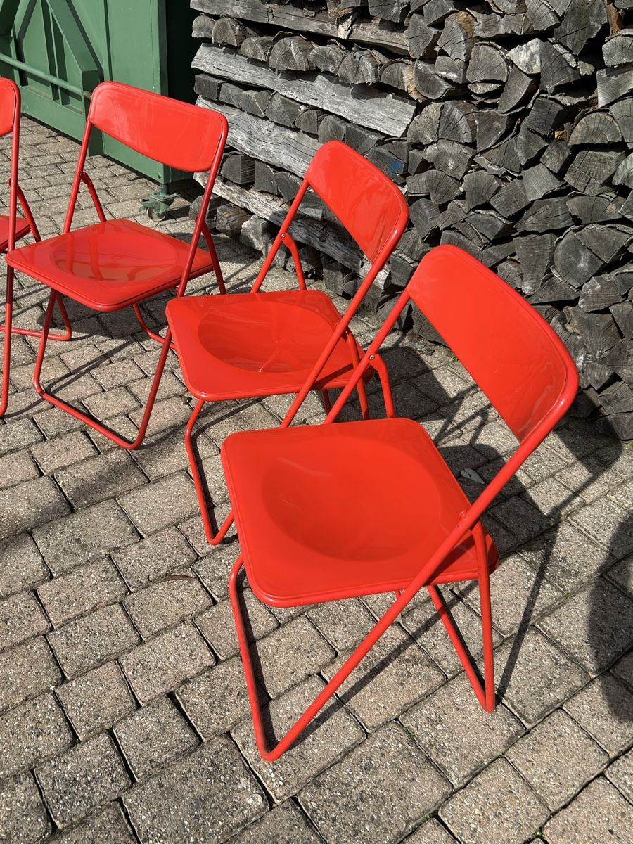 Ikea Sedie: 4x Chaises pliantes rouges IKEA, rétro – Usato da Thierrens venduto da Bigla 1