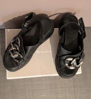 Tamaris Black Leather Chain Platform Sandals, Size 38