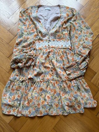 Claire Luise Short Floral Dress Long Sleeve V-Neck EU38