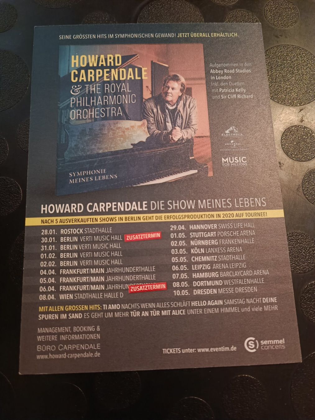 Autografi: Howard Carpendale - handsigniert Autogrammkarte – Usato da Menziken venduto da Artographs 1