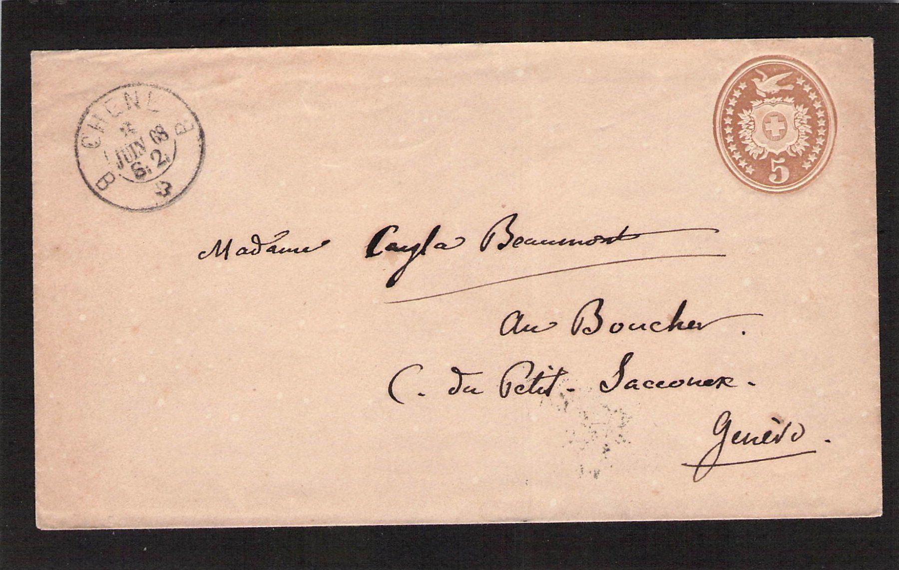Tutti i francobolli: Tüblibrief , Chene VD , 3.Vl. 1868 – Usato da Reichenburg venduto da ibiza18