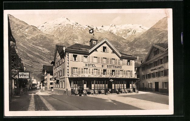 Cartoline postali: Andermatt, Ortspartie mit Hotel St. Gott – Usato da Berlin venduto da bartko-reher