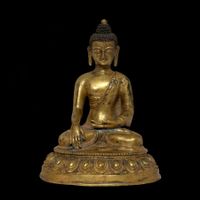 Buddha Siddharta Gautama Bronze vergoldet Nepal, 80-90J alt