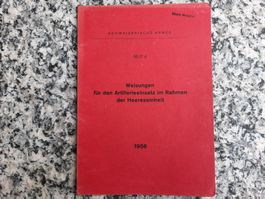 Weisungen für den Artillerieeinsatz im Rahmen der Heereseinh