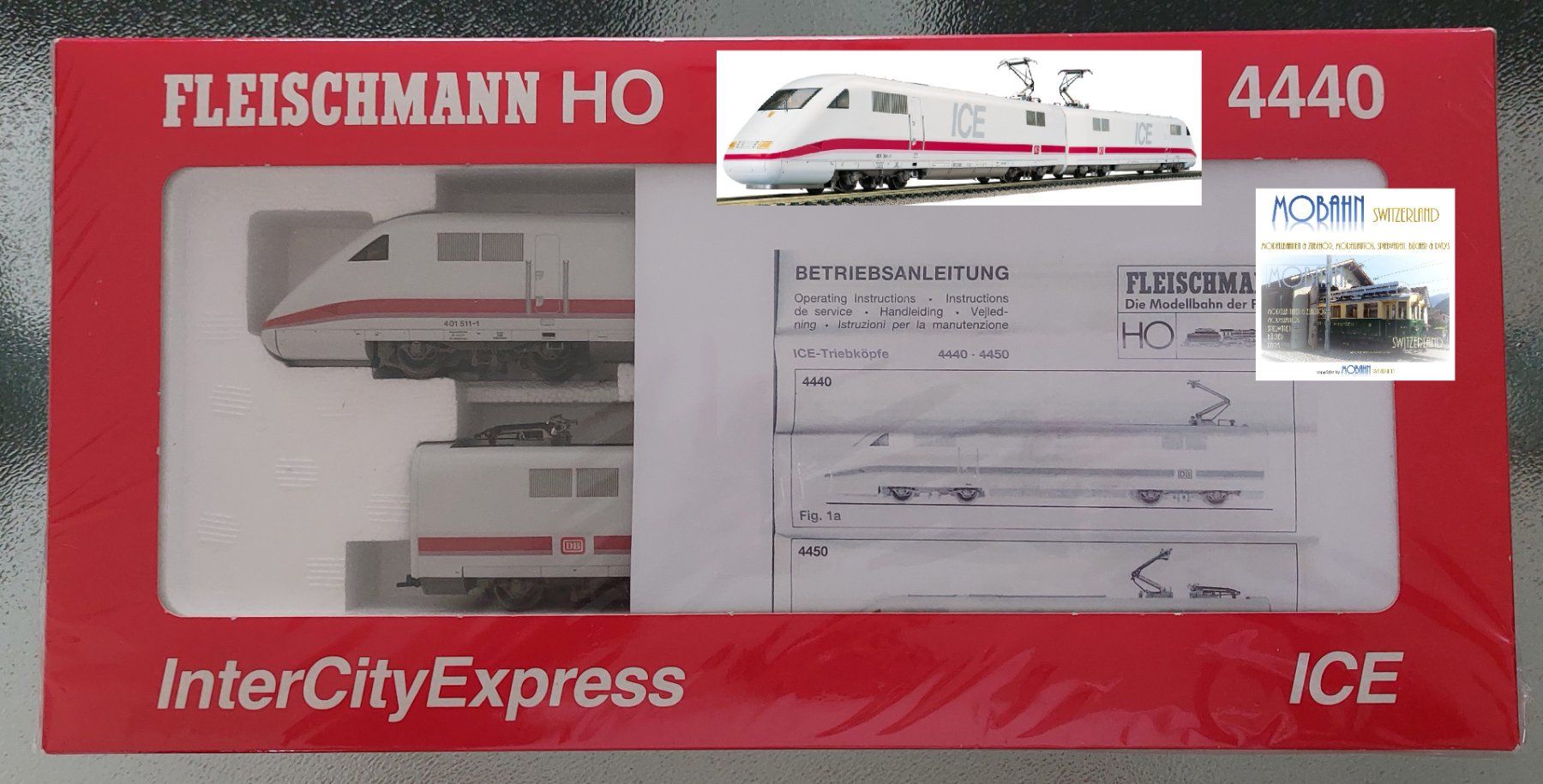 Fleischmann Modellini di ferrovie: Fleischmann 4440 - ICE 1 InterCityExpress DB - "3" – Usato da Rotkreuz venduto da MOBAHN-1zu87