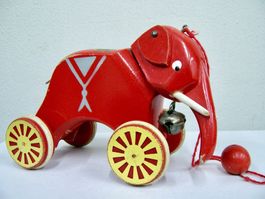 hübsches Nachziehtier BRIO ELEFANT Vintage 50er 60er SWEDEN