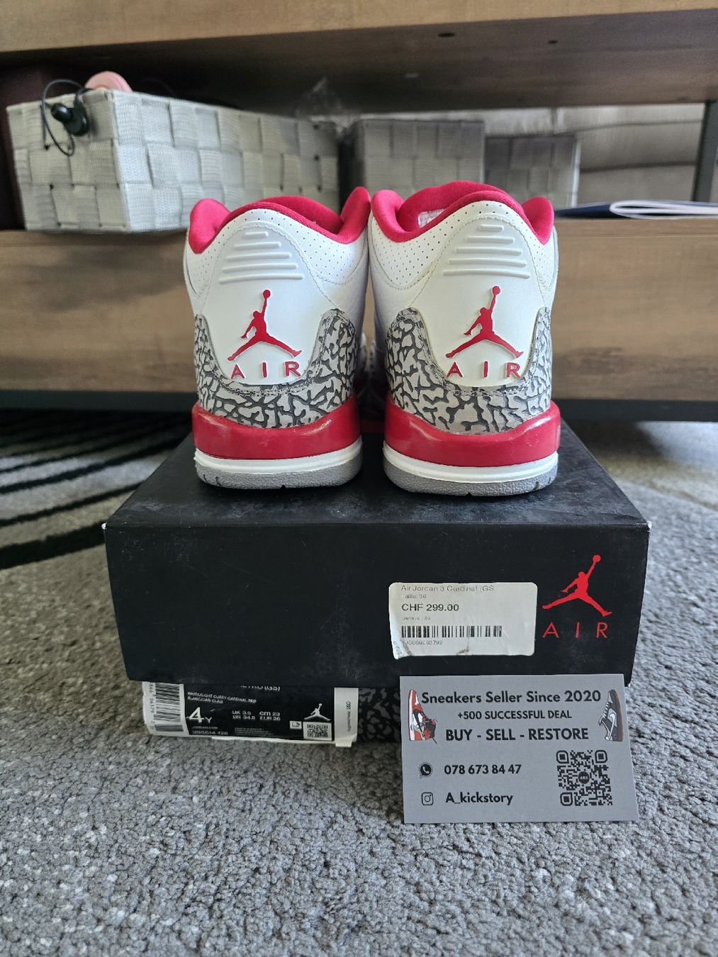 Chaussures hommes: Jordan 3 Cardinal Red  – Neuf avec emballage d'origine à Bôle par A_Kickstory 4