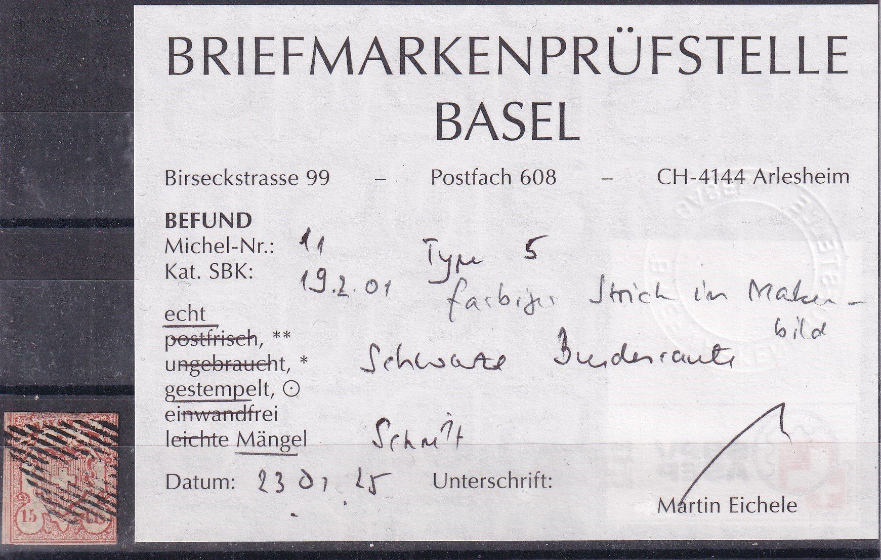 Tutti i francobolli: Rayon 19, Type 5, PF.19, Befund+++SBK 1600.-+++ – Usato da Samnaun-Compatsch venduto da Muckimu 1