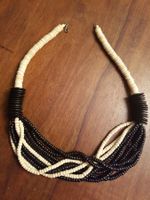 Kette Ethno black & white  Natur 60cm