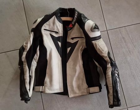 Dainese Motorrad Leather Jacke White & Black Grösse 50