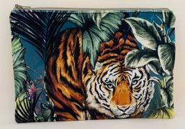 Kosmetiktasche - Tiger Dschungel Samtstoff neu handgefertigt