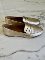 Woman’s Elegant Gold Leather Loafers - Size 38