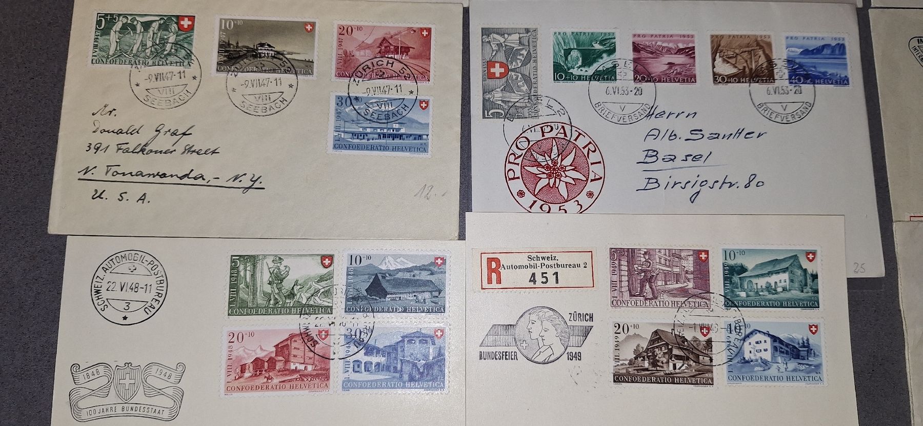Tutti i francobolli: 13 div. Briefe Pro Patria  – Usato da Balgach venduto da SIMEON27 4