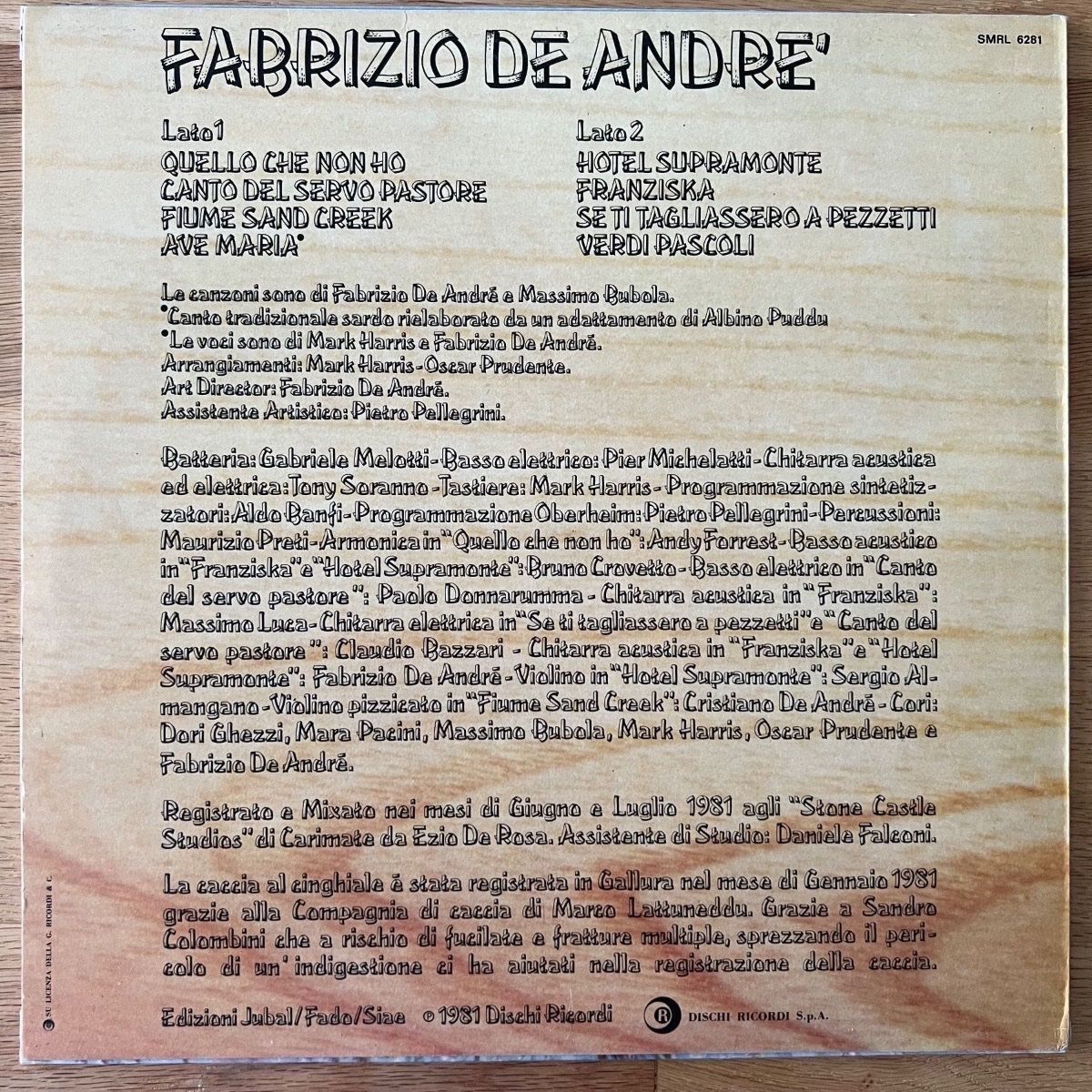Dischi in vinile: Fabrizio De André - Same / 1. Italy-Press. 1981 – Usato da Gais venduto da soundcave57 1