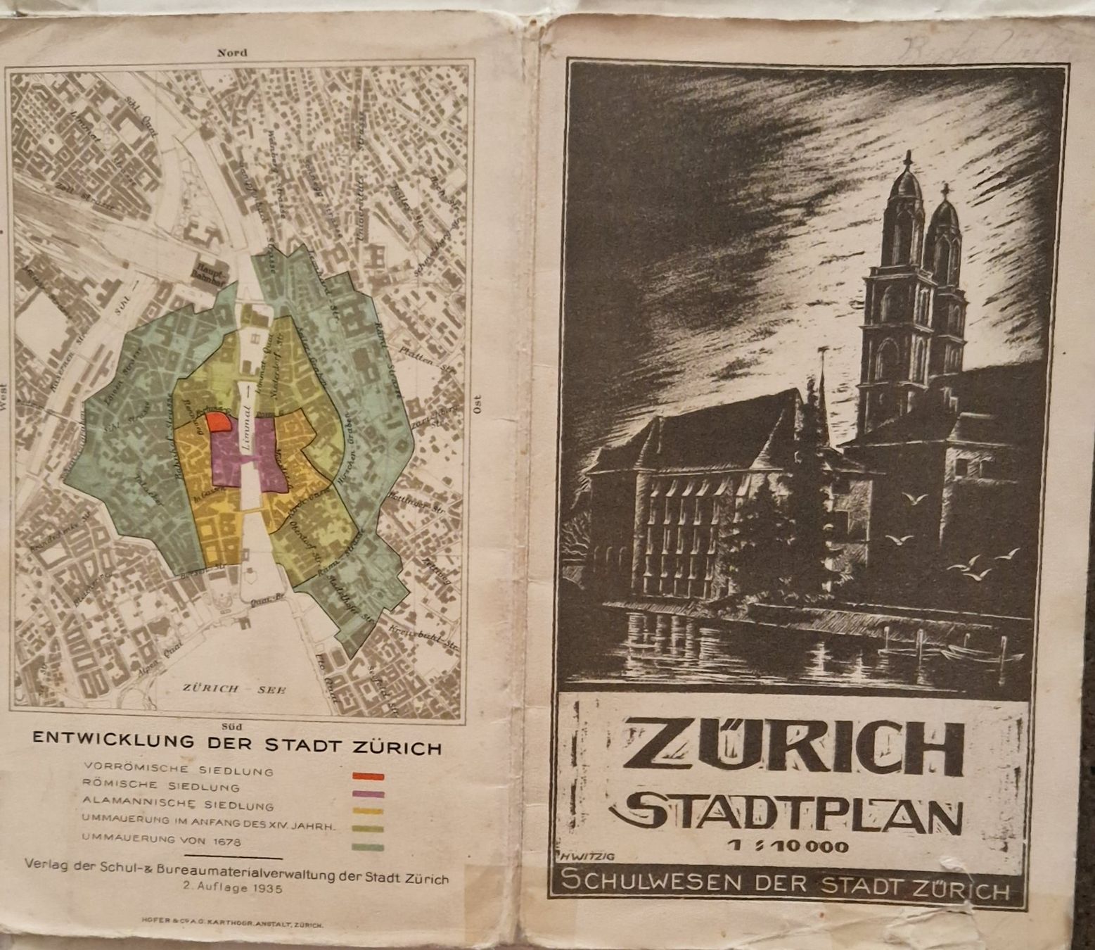 Cartine & Atlanti: Alter Stadtplan von 1934 – Usato da Zürich venduto da Sissi-Minouche 1