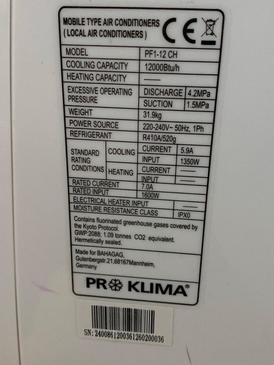 Klimageräte: Mobile Klimagerät PRO KLIMA gebraucht aber gut – Gebraucht aus Gasel von doctor_doak 2