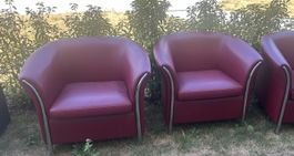 Lots de 5 fauteuils en cuir rouge marque guiliomarelli