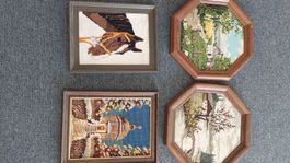4 Wandbilder, Gobelin Stickbilder, Top Zustand!