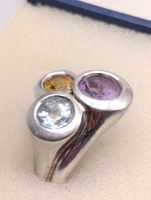 Vintage 925er Silber Ring mit bunte Edelsteine Top