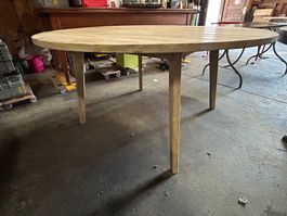 Industrie Tisch Nr. 20 Stammtisch rund 160 cm hell Holzbeine