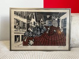 Hans Amstutz "Schmiedgassfasnacht" 1982 Holz-od. Linolschnit