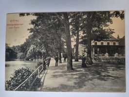 Alte Ansichtskarte Zittau Weingastätte und Teich, RN