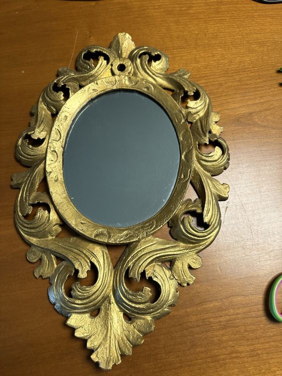 Set 2 Pièces Miroir Mural + Console Baroque Blanc - 42x42 Cm - Style Rococo - Neuf