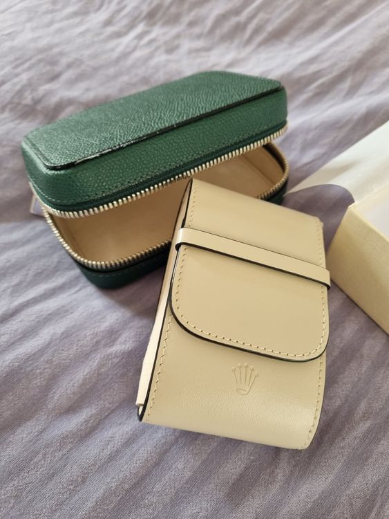 Mini Reise-Etui Aus Nappaleder – Rundes Aufbewahrungsetui Für 3 Kleine Instrumente, Mit Druckknopf