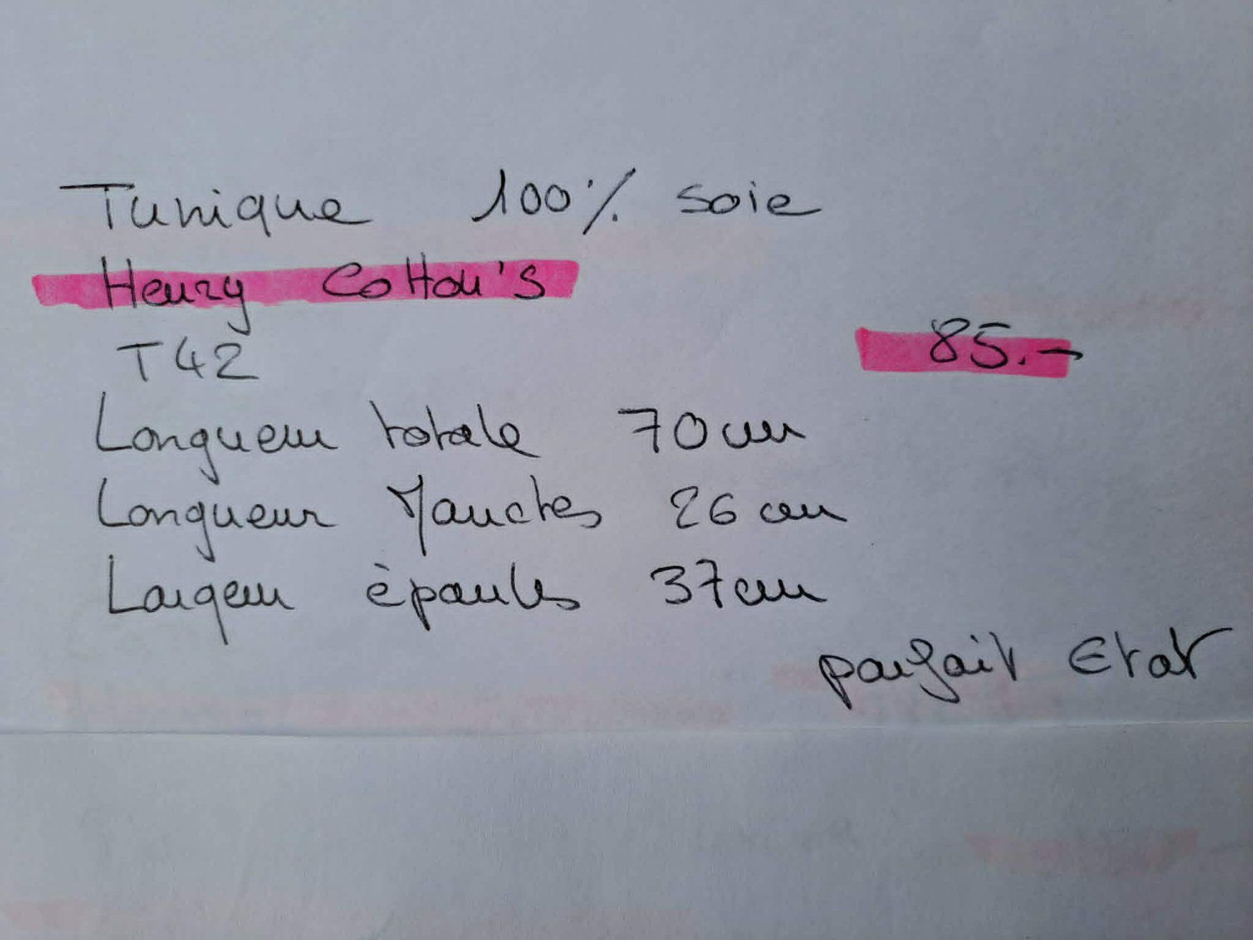 Tuniche: Tunique Henry Cotton's – Usato da La Chaux-de-Fonds venduto da Emmaus2300CDF 5