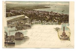 Gruss aus Rorschach (SG) Bahnhof - Hafen - uralte Litho 1898