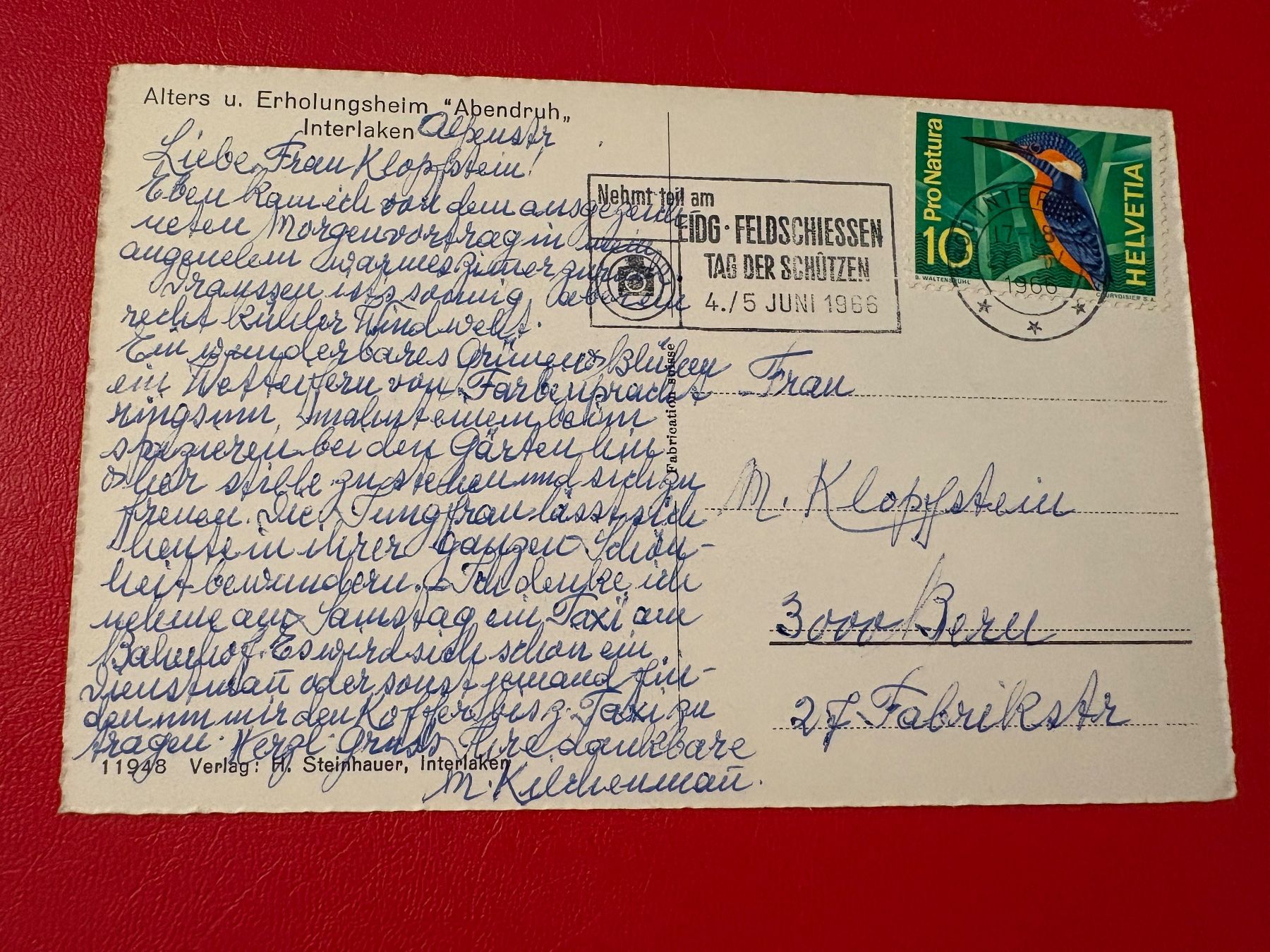 Ansichtskarten: 1966 / Interlaken / Alters u. Erholungsheim "Abendruh" – Gebraucht aus St-Légier-La Chiésaz von Theo005 1