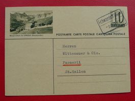 1958: Bahnpost-Stempel: SCHWANDEN GL nach St.Gallen