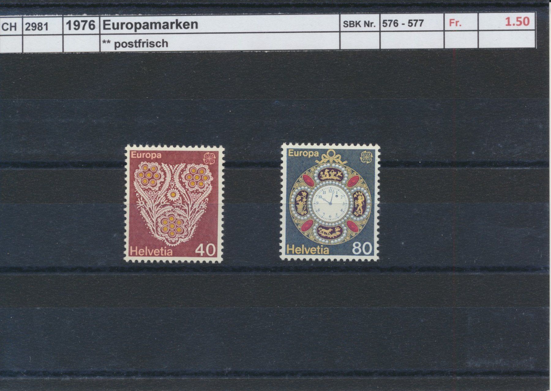 Tous les timbres: 1976 "Europamarken", ** postfrisch – Neuf (Voir description) à Winterthur par Zupogeru