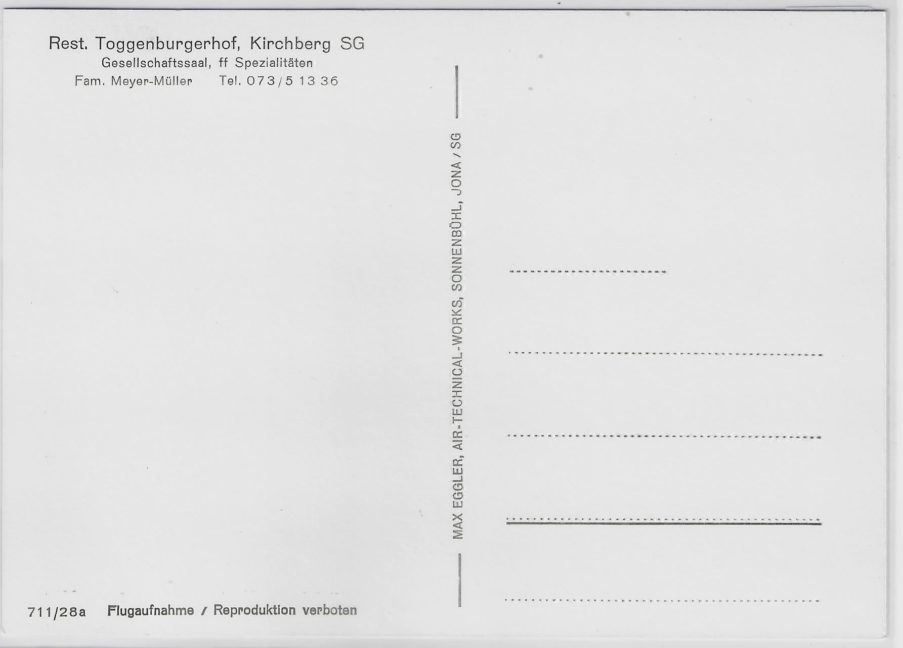 Cartoline postali: Flugaufnahme Rest. Toggenburgerhof – Antico da Ettingen venduto da Kartenplanet 1
