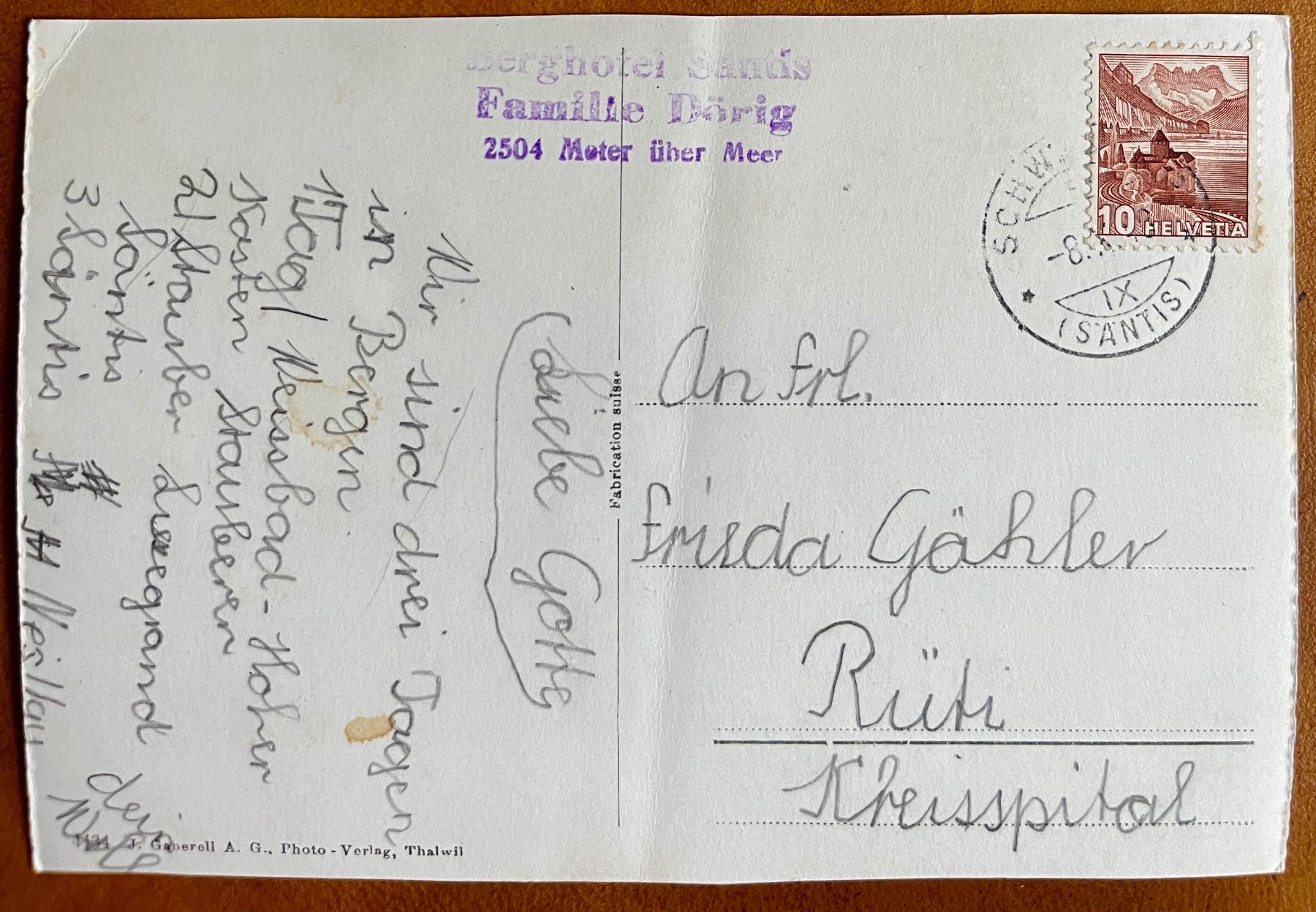 Cartoline postali: SÄNTIS Am Lisengratweg - Berghotel  1948 – Usato da Lutry venduto da Ediego 2