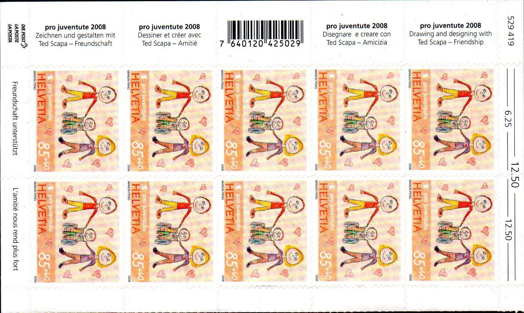 Tutti i francobolli: KLEINBOGEN 10 MARKEN 85+40 PRO JUVENTUTE 2008 **POSTFRISCH** – Nuovo (secondo la descrizione) da Losone venduto da EM2019
