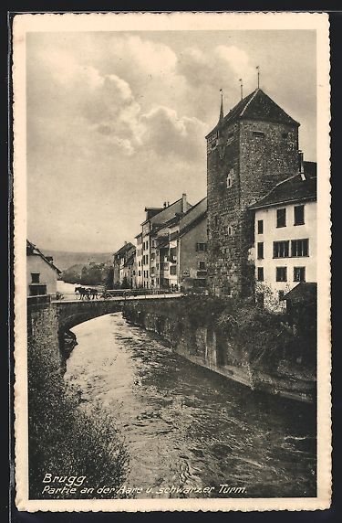 Cartoline postali: Brugg, Partie an der Aare u. schwarzer T – Usato da Berlin venduto da bartko-reher