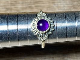 natürlicher Amethyst - 925 Silberring Sonnenblume