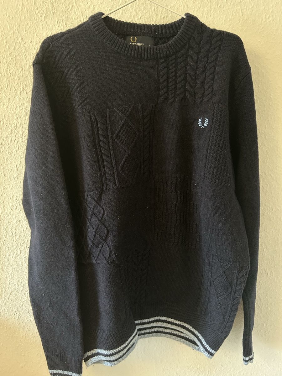 Fred Perry Maglioni & Felpe: Fred Perry, Navy Cable Knit Sweater, L – Usato da Genève venduto da manzanitaa