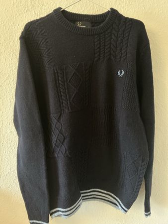 Fred Perry, Navy Cable Knit Sweater, L
