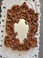 Kunstvoller geschnitzter Holzspiegel Barock Stil 43cm