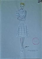 CROQUIS DE MODE HAUTE- COUTURE SIGNÉ CASA VERS 1940