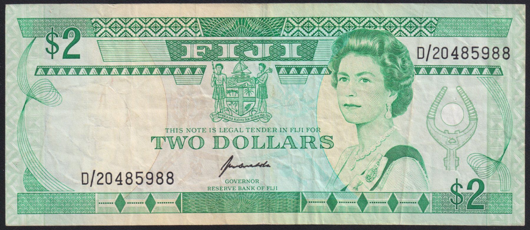 Billets de banque: Fiji 2 Dollars 1995 – D'occasion à Brugg AG par banknoten_muesli