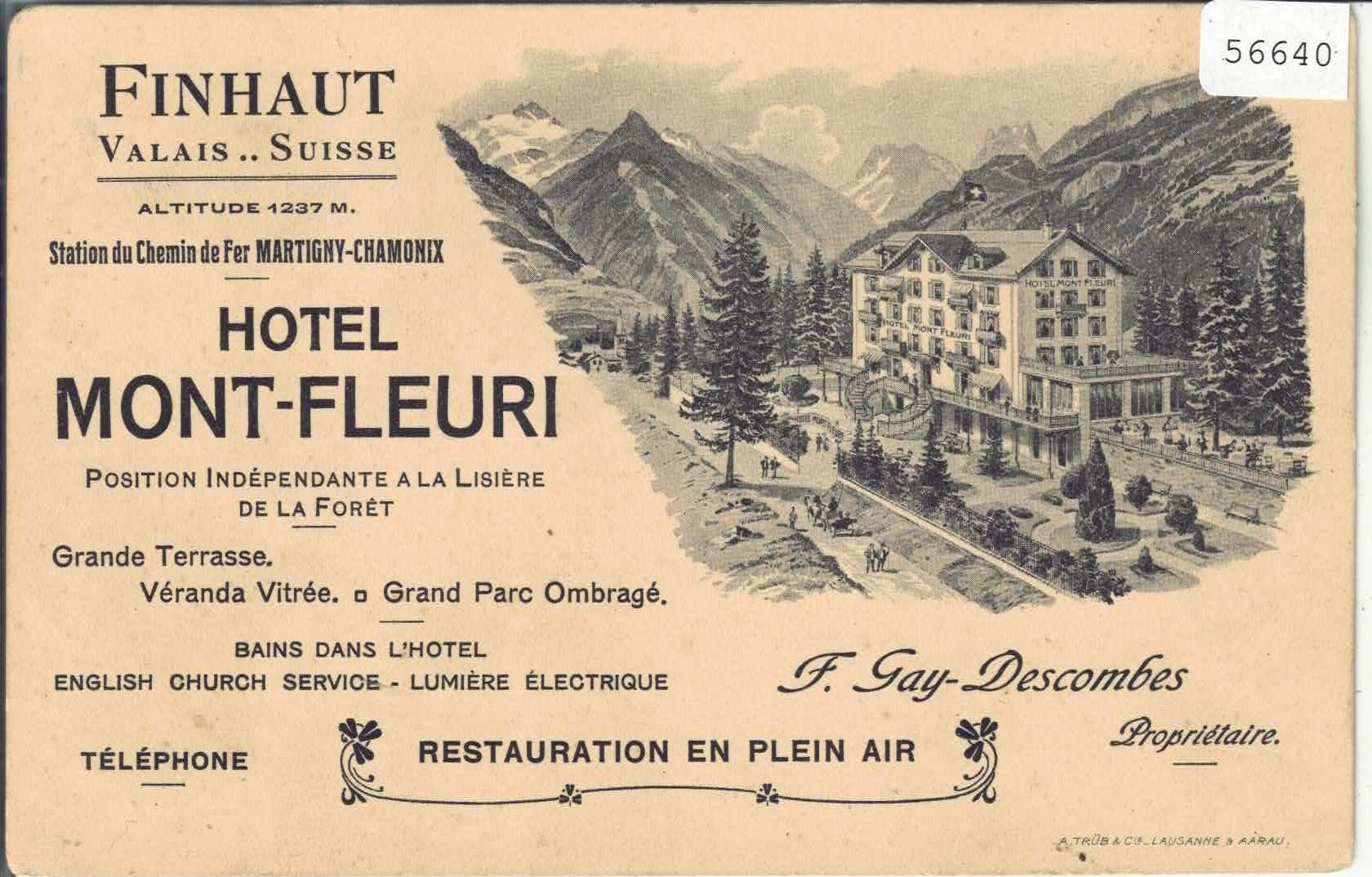 Ansichtskarten: Finhaut - Hotel Mont-Fleuri – Gebraucht aus Ettingen von Kartenplanet