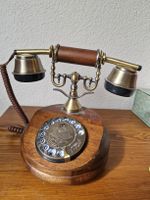 Retro Wählscheiben Telefon Vintage Look  Holz & Messing