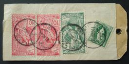 UPU 1900 + Stehende Helvetia, Paketkarte Mischfrankatur