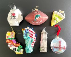 7 USA Glas-Weihnachtsornamente – New York, Miami, California