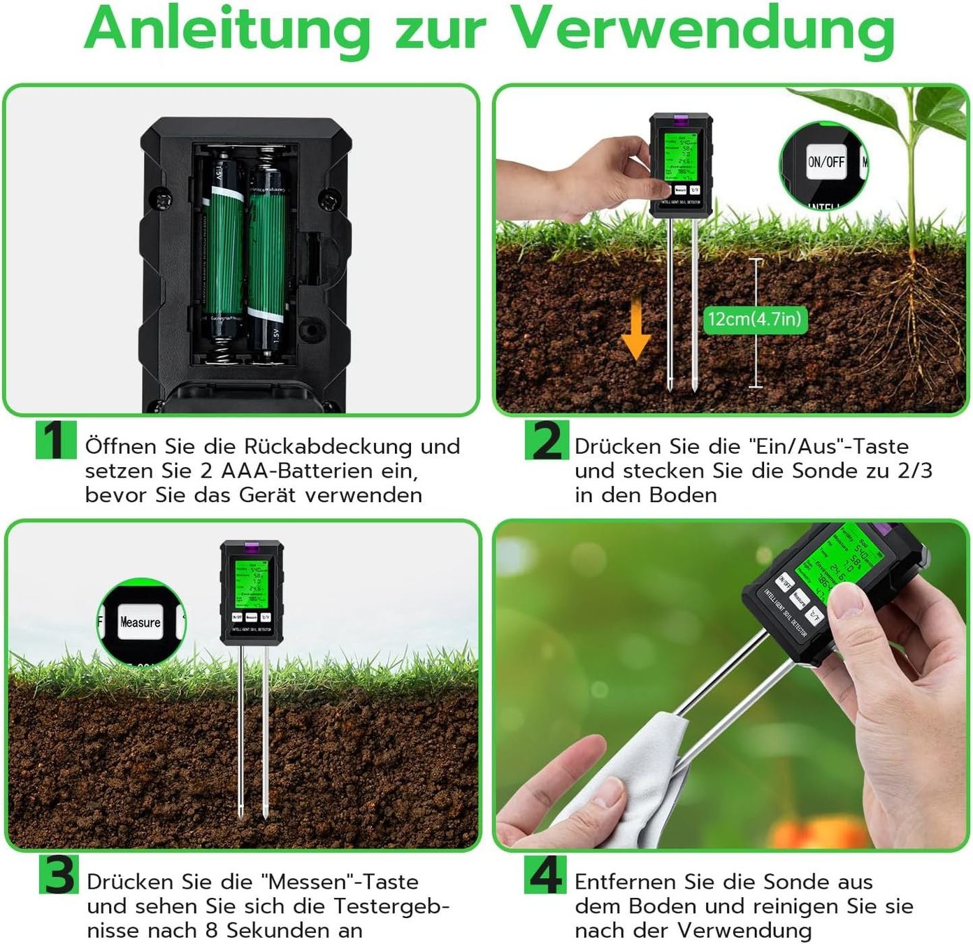 Misurare: 6 in 1 Digitales Boden-pH-Tester – Nuovo e nell'imballaggio originale da Châtelaine venduto da topshop.switzerland 6